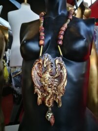 Witch Familiar, Ancient Spirit Companion Dragon Crown, Necklace Talisman Gemstone Pendant, Raw Stone Amulet