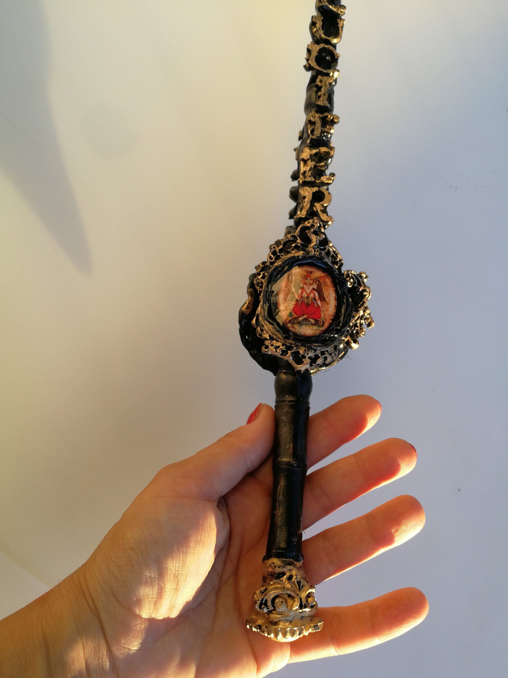 Magic Wand Witch Wood Stick, Traditional Witchcraft Altar, Satanist Wizard Sanctuary, Satanic Magician Baphomet Lucifer