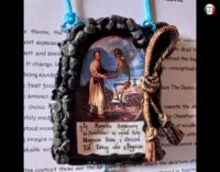 La Santa Muerte Pendant, Macabre Voodoo Magic Talisman Necklace, Witch Jewelry Gothic Skull Amulet