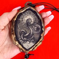 Dragon Snake, Kanji Chinese Dragon Jewelry, Japanese Deity Necklace, Ouroboros Alchemy Symbols Talisman Amulet