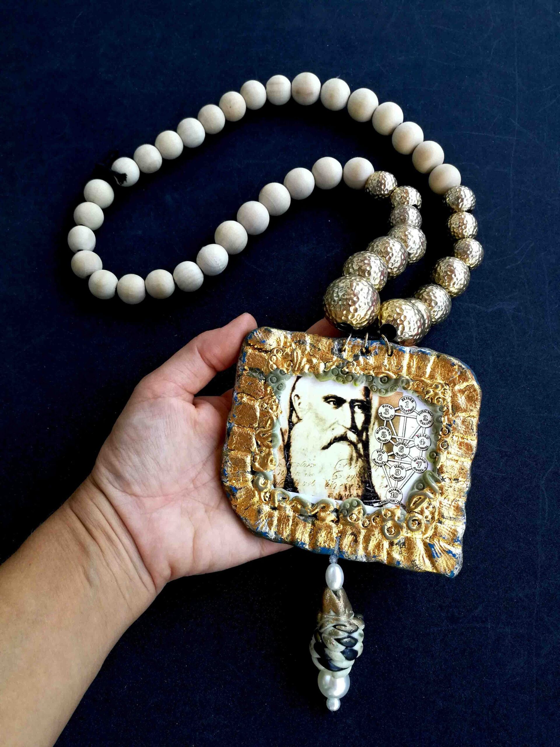 Kabbalistic Talisman, Kabbalah Mystical Amulet, Jewish King Solomon Hebrew Necklace, Sephiroth Tree of Life