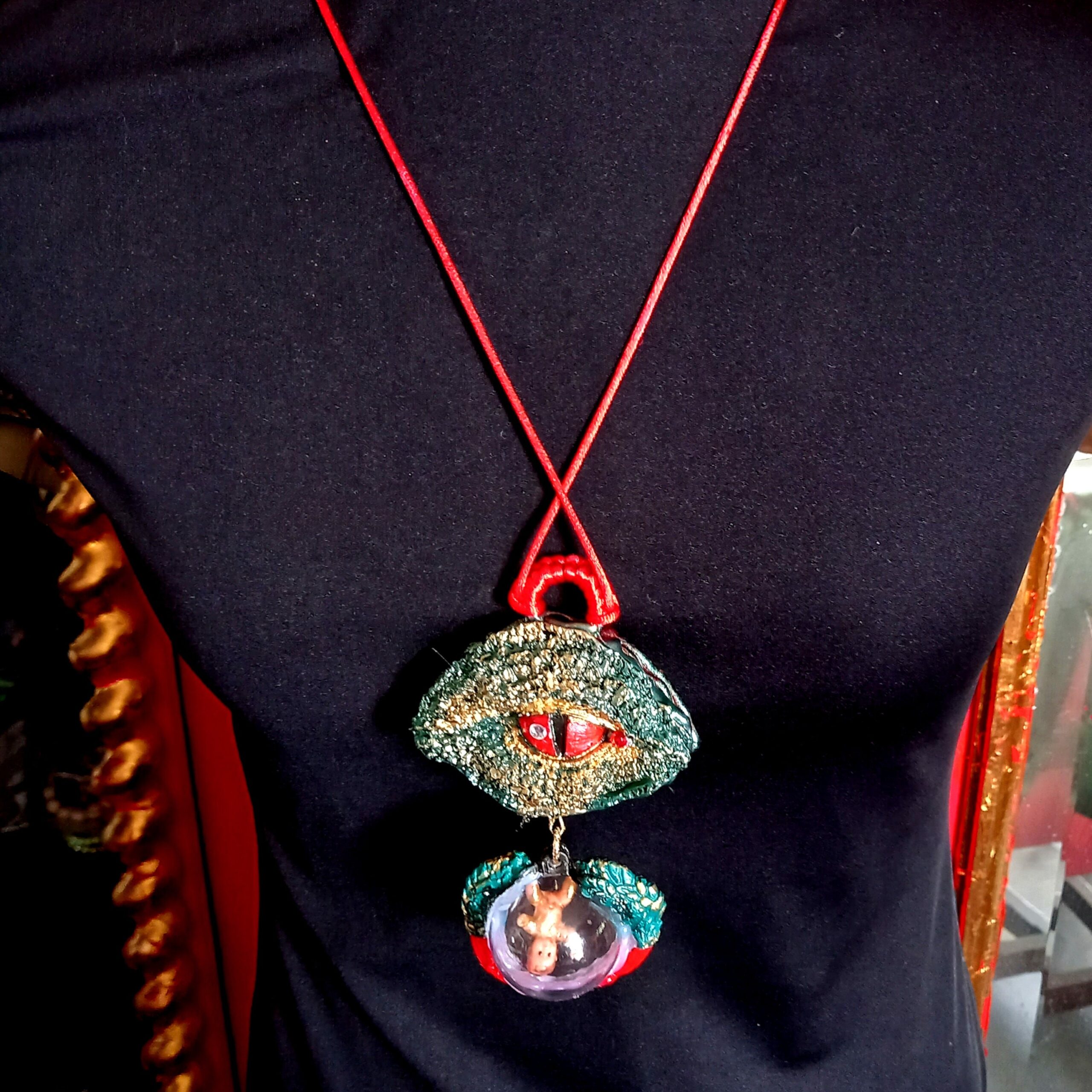 Dragon Pendant, Claw Necklace Magic Talisman, Globe Ball Amulet Demon Evil Eye Lucifer Jewelry