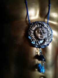 Spell Bottle Talisman Necklace for Fortune and Success, Sun & Moon Amulet Pendant Abundance Prosperity