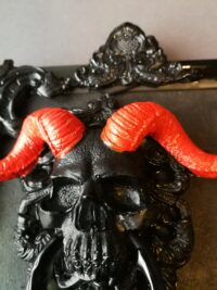 Goat Skull Magic Decor, Lucifer Baphomet Satan Bas Relief, Sculpture Icon Satanic Devil Horn