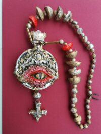 Vampire Jewelry, Bat Skull & Devil Eye Gothic Necklace, Dragon Crown Magic Talisman Amulet Pendant