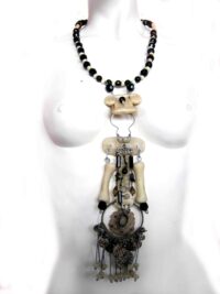 Ethnic Tribale Shamanic Pendant Bones, Vintage Occult Jewelry Magic Power, Sacred Witchcraft Occult Amulet