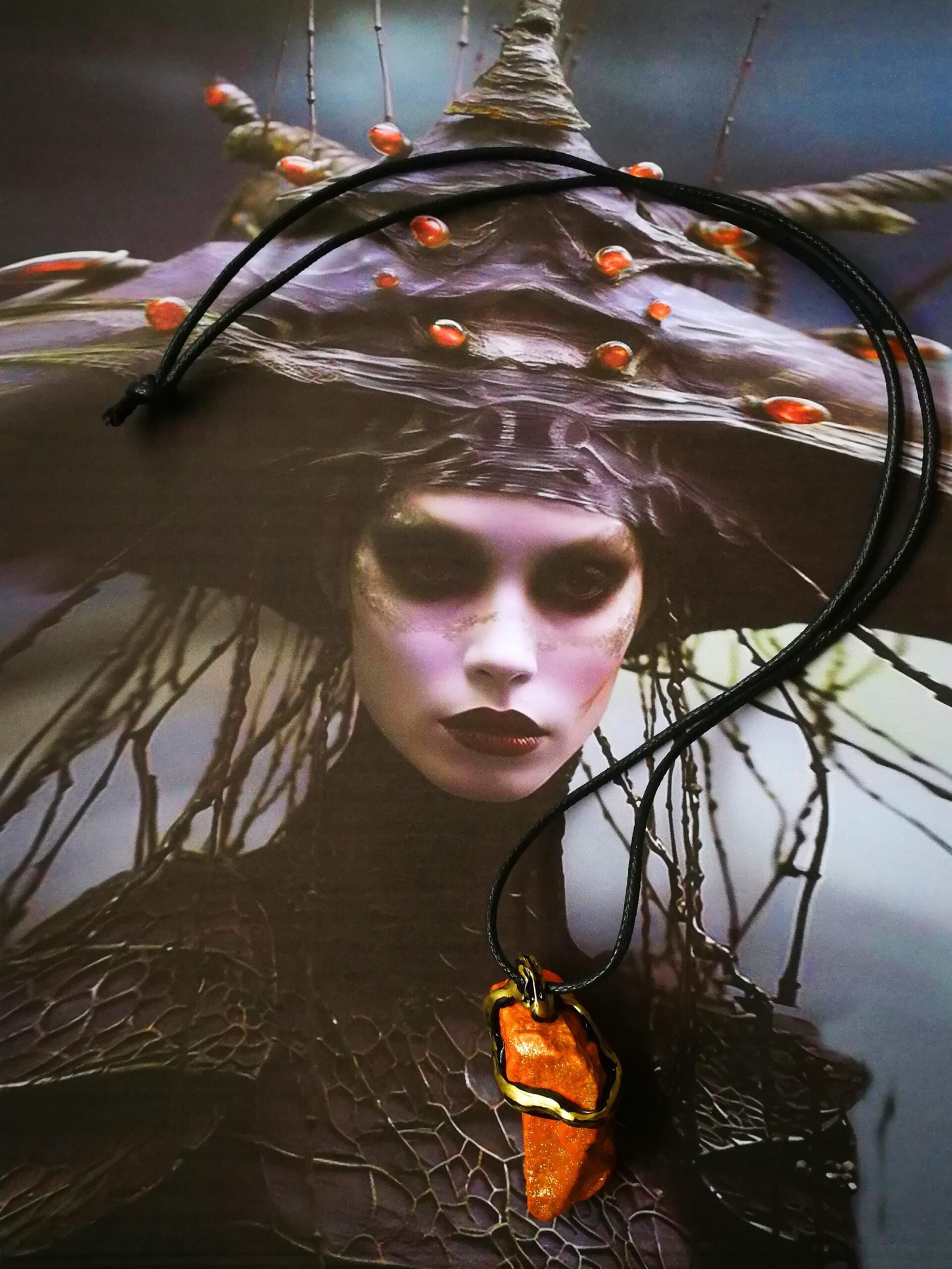 Become a Witch Shadow Enhanced Necklace, Uncut Gemstone Pendant, Magic Portal Raw Stone Amulet, Get Magic Powers Ritual