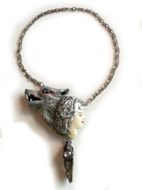 Silver Wolf Spirit Guide Protection Amulet, Magic Pentacle Charm Wild Animals, Forest Wildlife Talisman