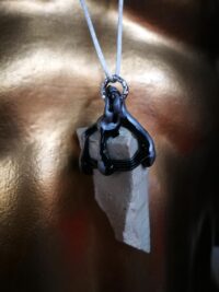 Witch Familiar, Ancient Spirit Companion Boo Ghostly, Necklace Uncut Gemstone Pendant, Magic Portal Amulet