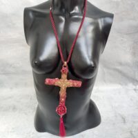 Rosicrucian Cross Necklace, Key Magic Talisman Witchcraft Symbols, Shamanic Pendant Shaman Amulet Wooden Crux