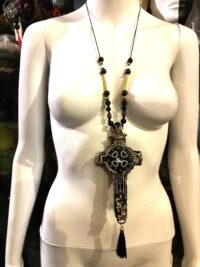 Cross Necklace, Gothic Talisman Alchemy Symbols Rosicrucian, Golden Dawn Medieval Pendant Esoteric Jewelry