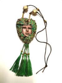 Green Witch, Witchcraft Pagan Magic Talisman Forest Little People, Celtic Amulet Queen of Pentacle