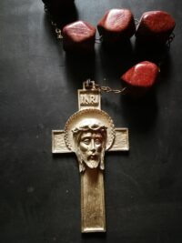 Antique Rosary, Crucifix Jesus Vintage Reliquary Church, Christian Catholic Religion Saints, Religious Relic Vatican Pope