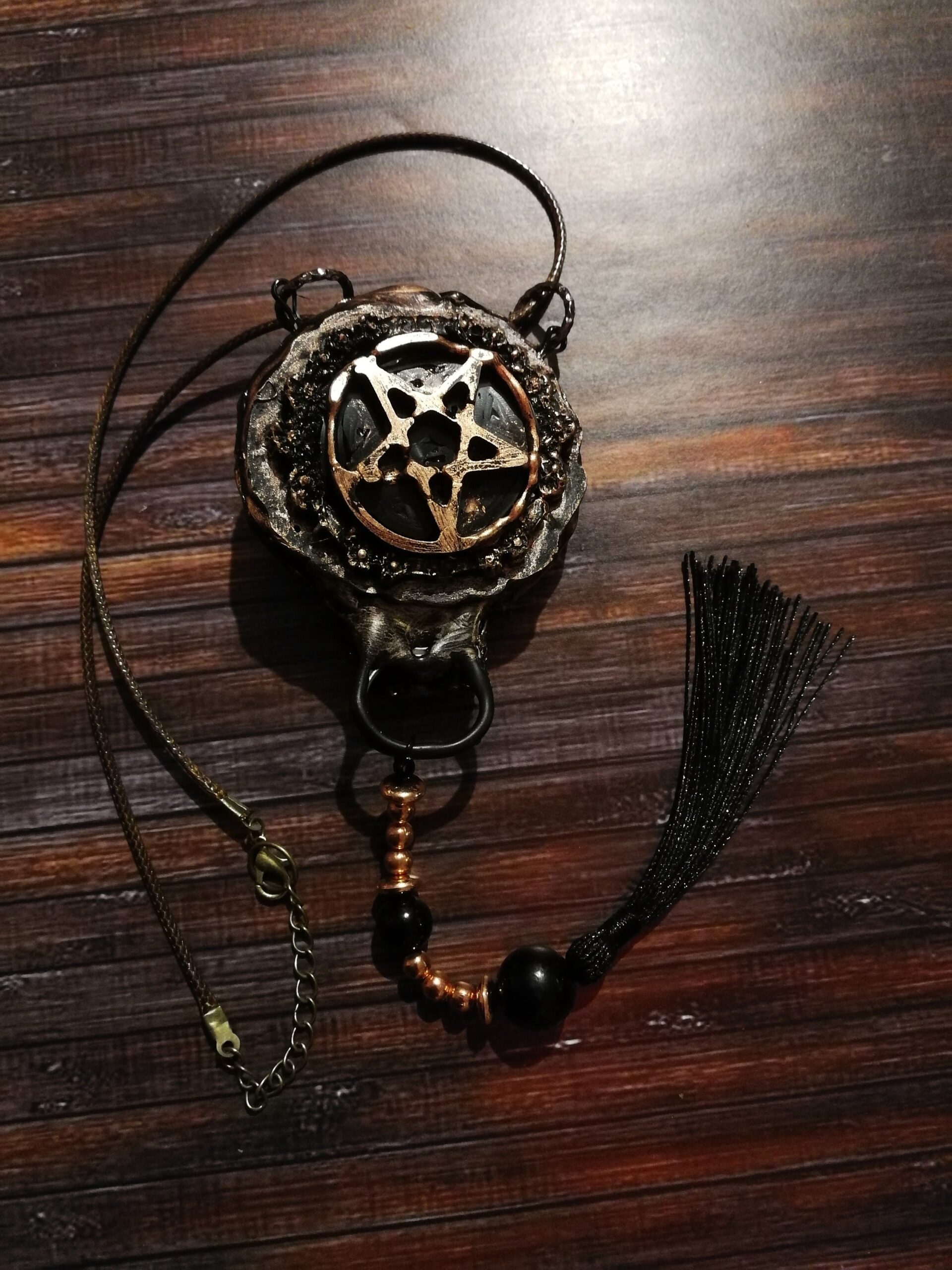 Inverted Pentagram Star, Owl Necklace Magical Power Protective Talisman Occult Protection Amulet Black Madonna