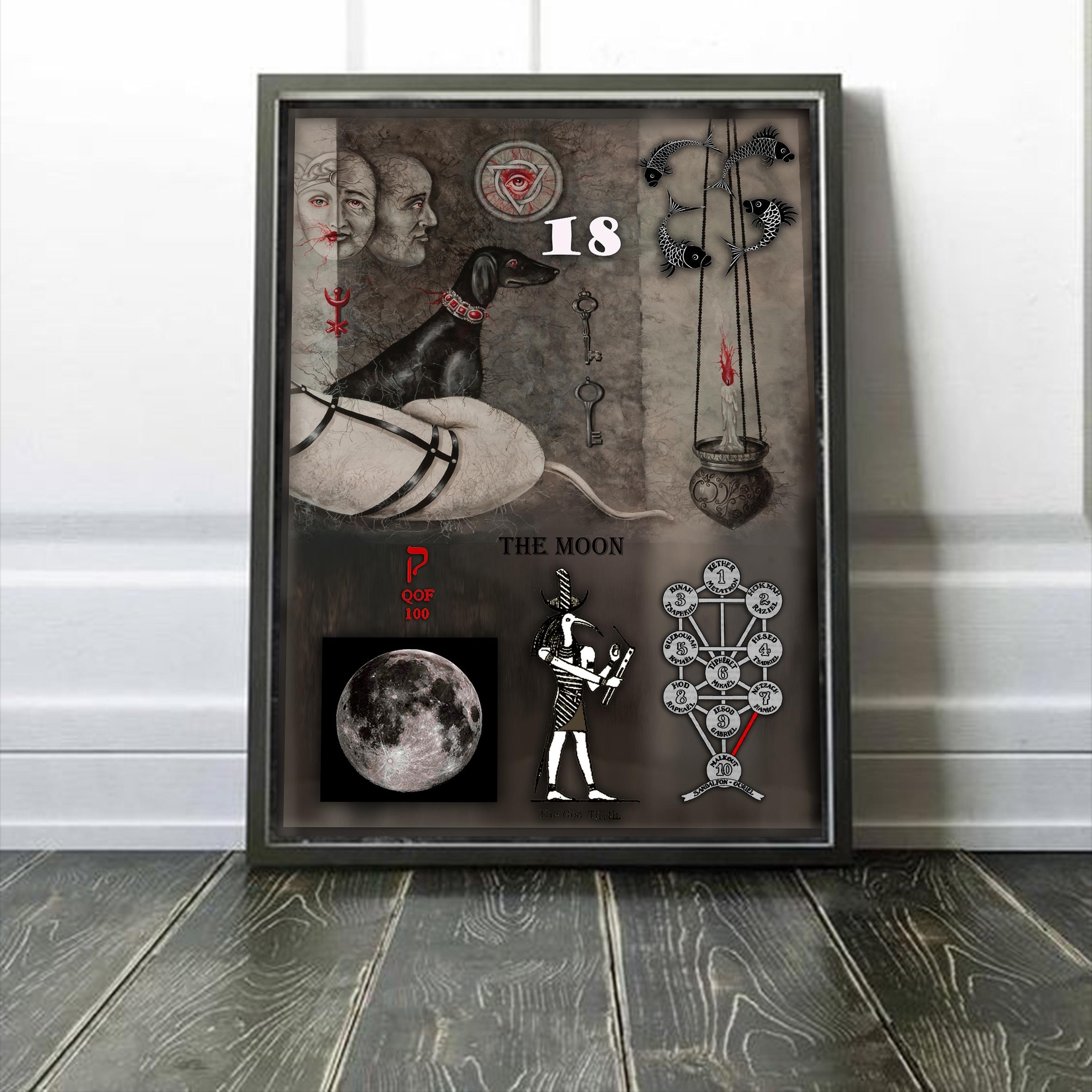 Witchcraft Supplies, Dark Academia Gothic Aesthetics Wall Art Frames Witch Symbol, Framed Painting Print