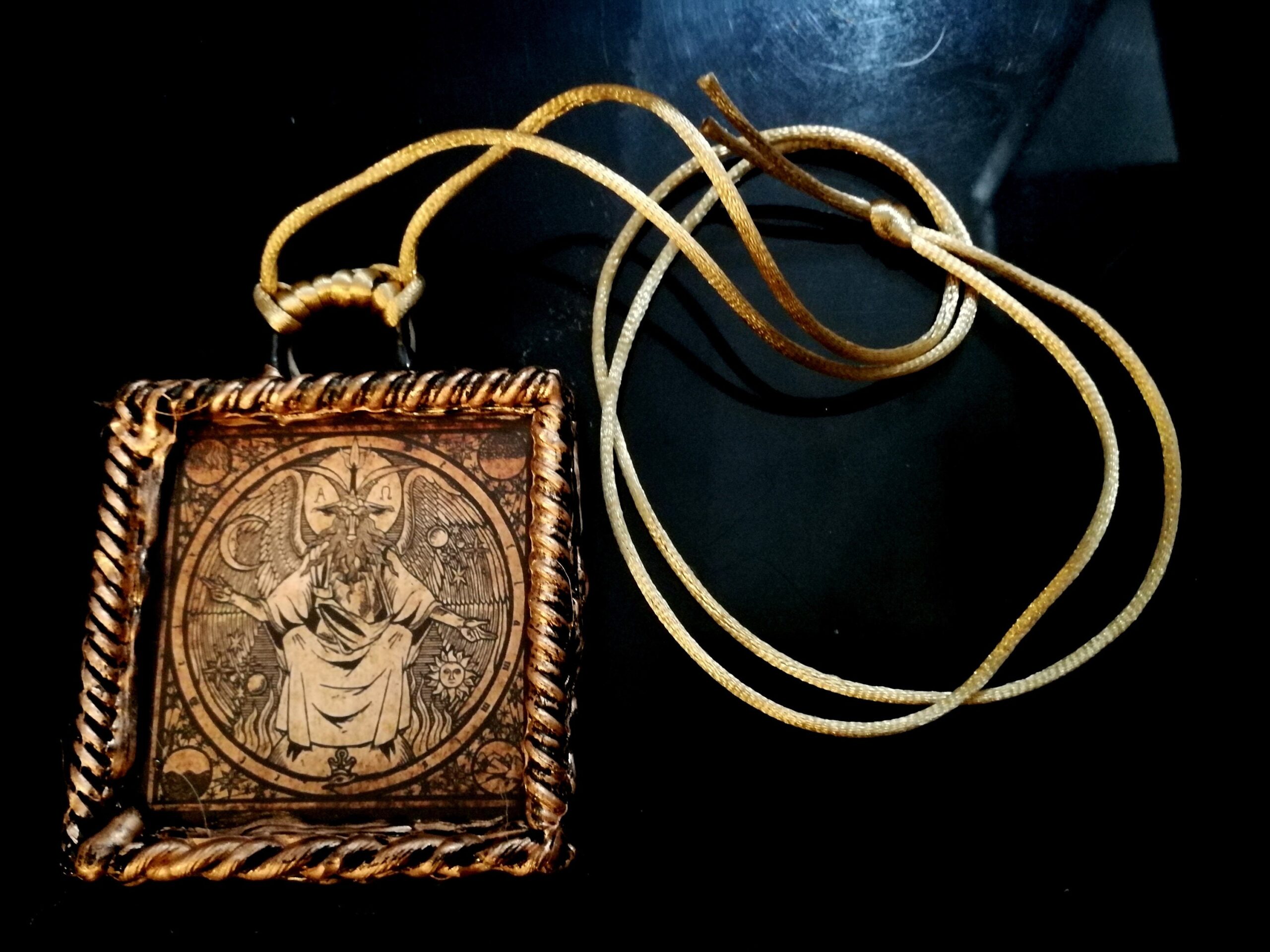 Satanic Symbol, Baphomet Talisman Satan Devil Pendant, Magic Satanist Ritual Amulet, Black Goat Occult Magick