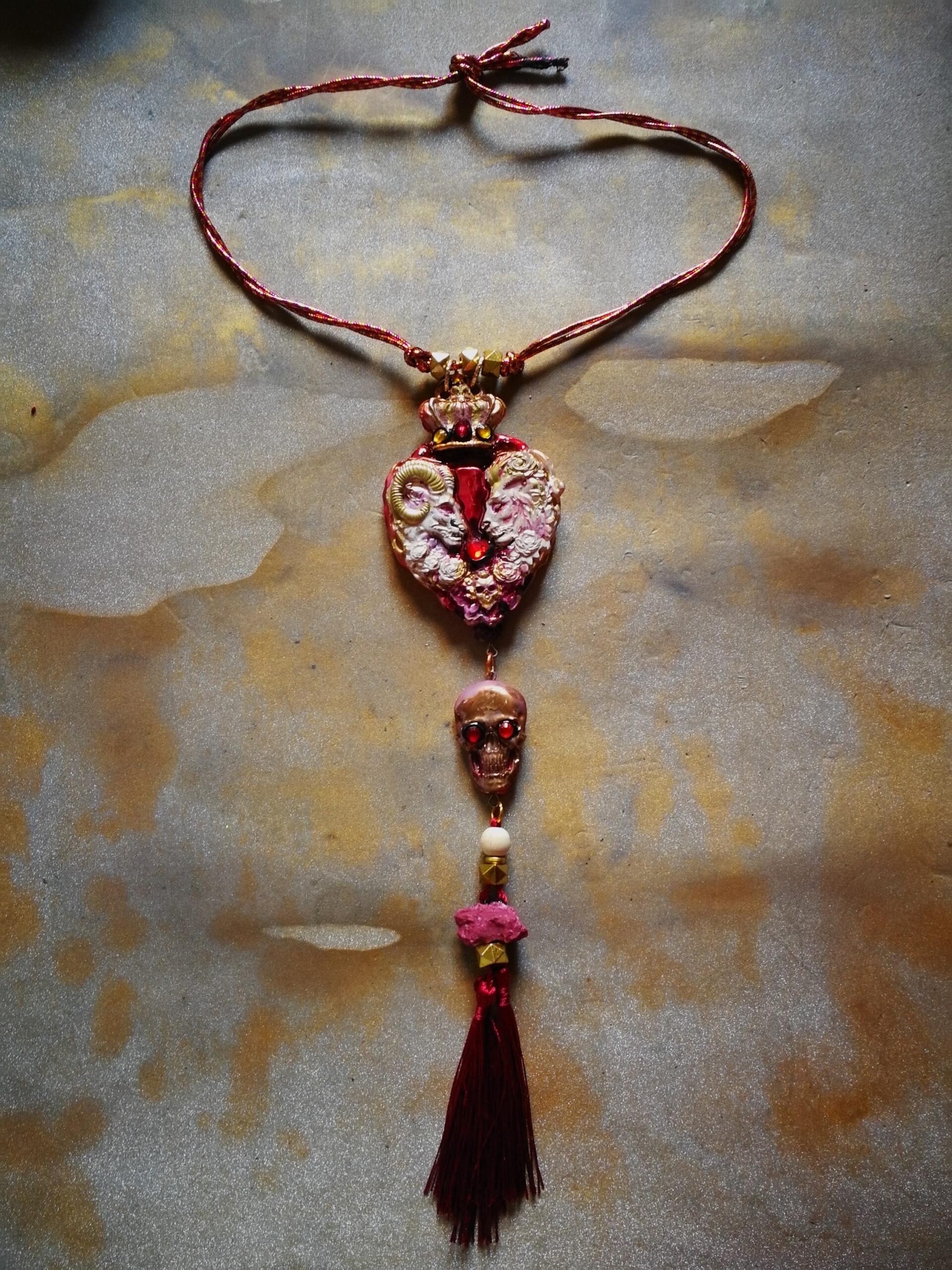 Midas Touch Amulet, Golden Wealth Spirit Vessel Royal Talisman, Lion Goat & Skull Occult Jewelry