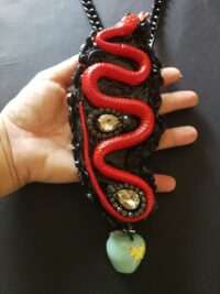Snake and Apple, Love Talisman Another Day in Paradise, Djinn Serpent Amulet Occult Jewelry