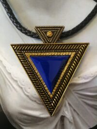 Water Sign Elemental Necklace Protective Talisman, Sea Witch Amulet Charm with Blue Stone Pendant Illuminati Triangle