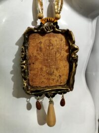 Taoist Art Necklace Talisman Beaded Pendant, Tao Symbol Prayer Amulet, Asian Magic Taos Yoga