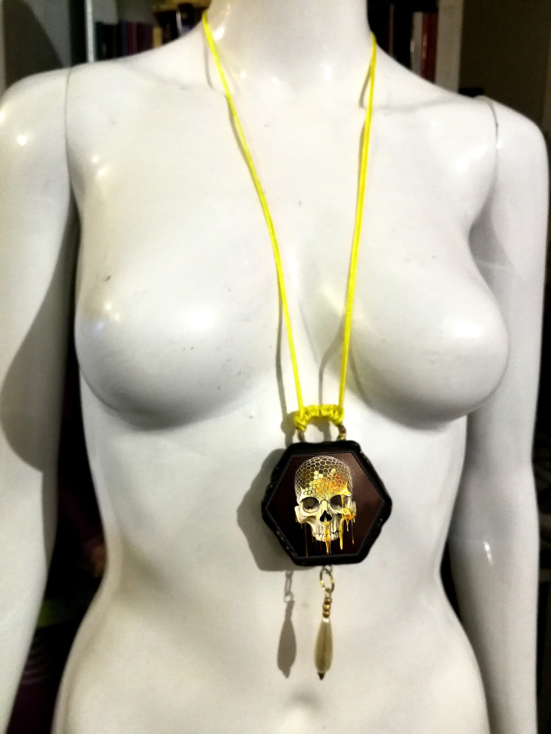 Skull Pendant, Bees Nest Voodoo Talisman Necromancy, Skeleton Necromancer Cursed Amulet Abundance Prosperity Money
