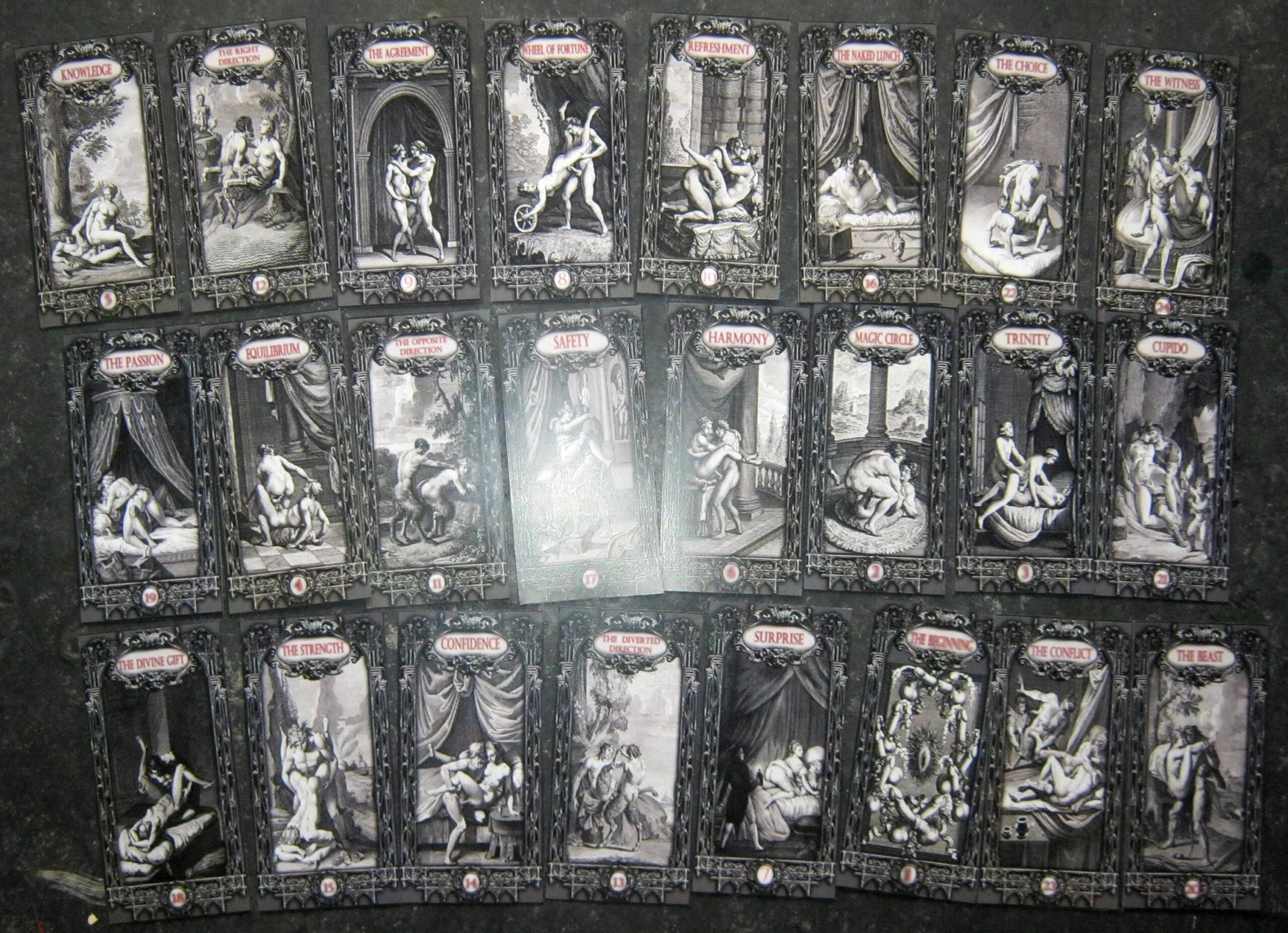 Tarot Cards Deck, Vintage Oracle Divinatory Cartomancy, Antique Love Kamasutra Sexy, Sibyl Fortune Telling