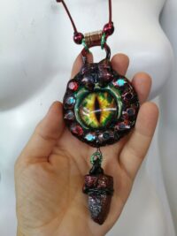 Dragon Eye, Satanic Necklace Satan Satanist Symbol, All Seeing Eye, Devil Pendant, Goth Jewel, Good Luck Talisman Charm