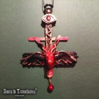 Satanic Necklace, Baphomet Upside Down Cross, Antichrist Eye Occult Symbols, Goat Sigil of Lucifer Satan