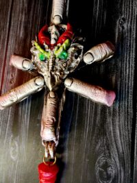 Satanic Necklace, Dragon Eye Five Fingers Antichrist Inverted Cross, Baphomet Upside Down Cross, Sigil of Lucifer Satan
