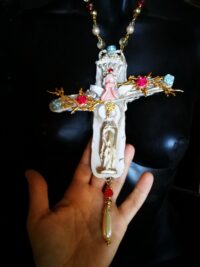 Guardian Angel Pendant, Cross Amulet Necklace, Magic Talisman Religious Symbol, Spiritual Esoteric Jewelry Cherubim