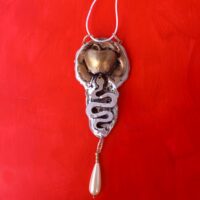 Evil Eye Amulet, Snake & Apple Talisman Totem, Spiritual Occult Jewelry Wealth Protection Good Luck