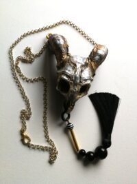 Goat Skull, Zodiac Symbol Capricorn Sign, Animal Gothic Necklace, Esoteric Occult Jewelry Pendant Charm