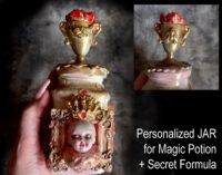 Candy Jar Magic Potion Cup Flower, Apothecary Bottle Vintage Mason Jar, Witchcraft Elixir of Life Forever Eternal Youth