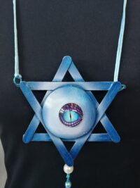 David Star Pendant, Hebrew Israel Symbol, Magic Talisman Bar Mitzvah Bat Mitzvah, Dragon Eye Big Magen David Necklace