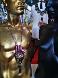 Witchy Jewelry, Dark Angel Amulet, Baphomet Hand Help Satanic Talisman, Satan Demon Devil Pendant