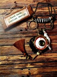 Devil Eye, Day of the Dead Pendant, Protection Talisman Amulet, Witch Jewelry Occult Magick Mouse Voodoo