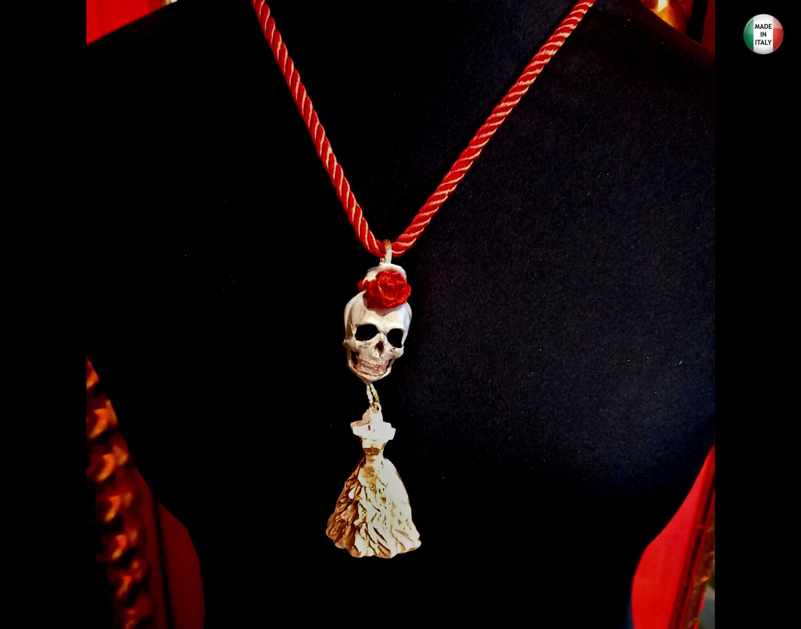 La Santa Muerte Pendant, Macabre Voodoo Magic Talisman, Lucky Amulet Gothic Skull Witch Jewelry