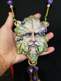 Green Man, Wizard Magic Talisman Witchcraft Pagan Pendant, Forest Little People Amulet King of Pentacle