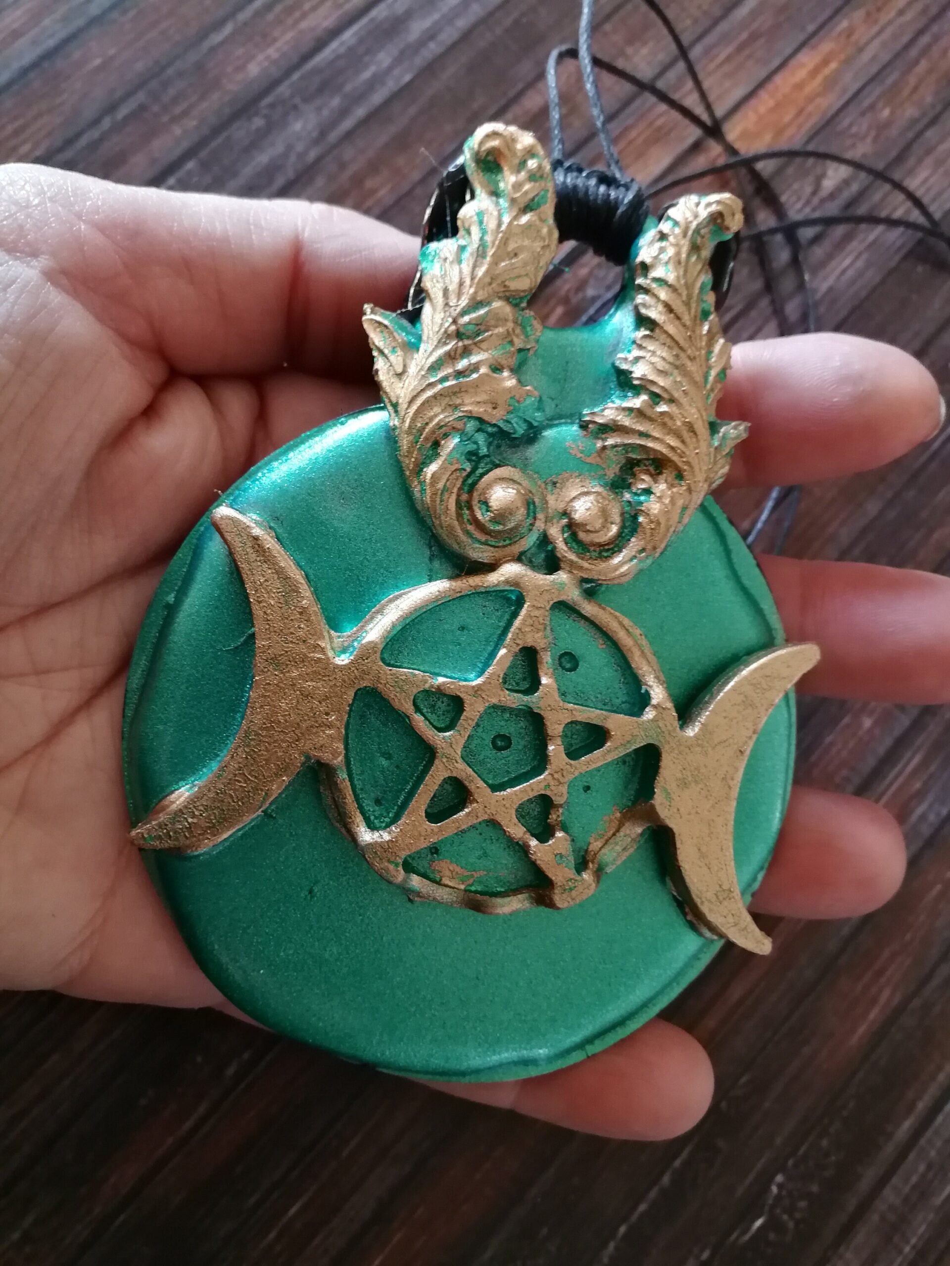 Moon Goddess Hecate, Triple Moon Talisman, Lunar Phases Witchcraft Pendant, Witch Jewelry Star Pentagram Luna Necklace