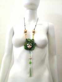 Green Witch Witchcraft Pendant, Magic Talisman Little People, Druid Forest Spirit Amulet Ace of Pentacle