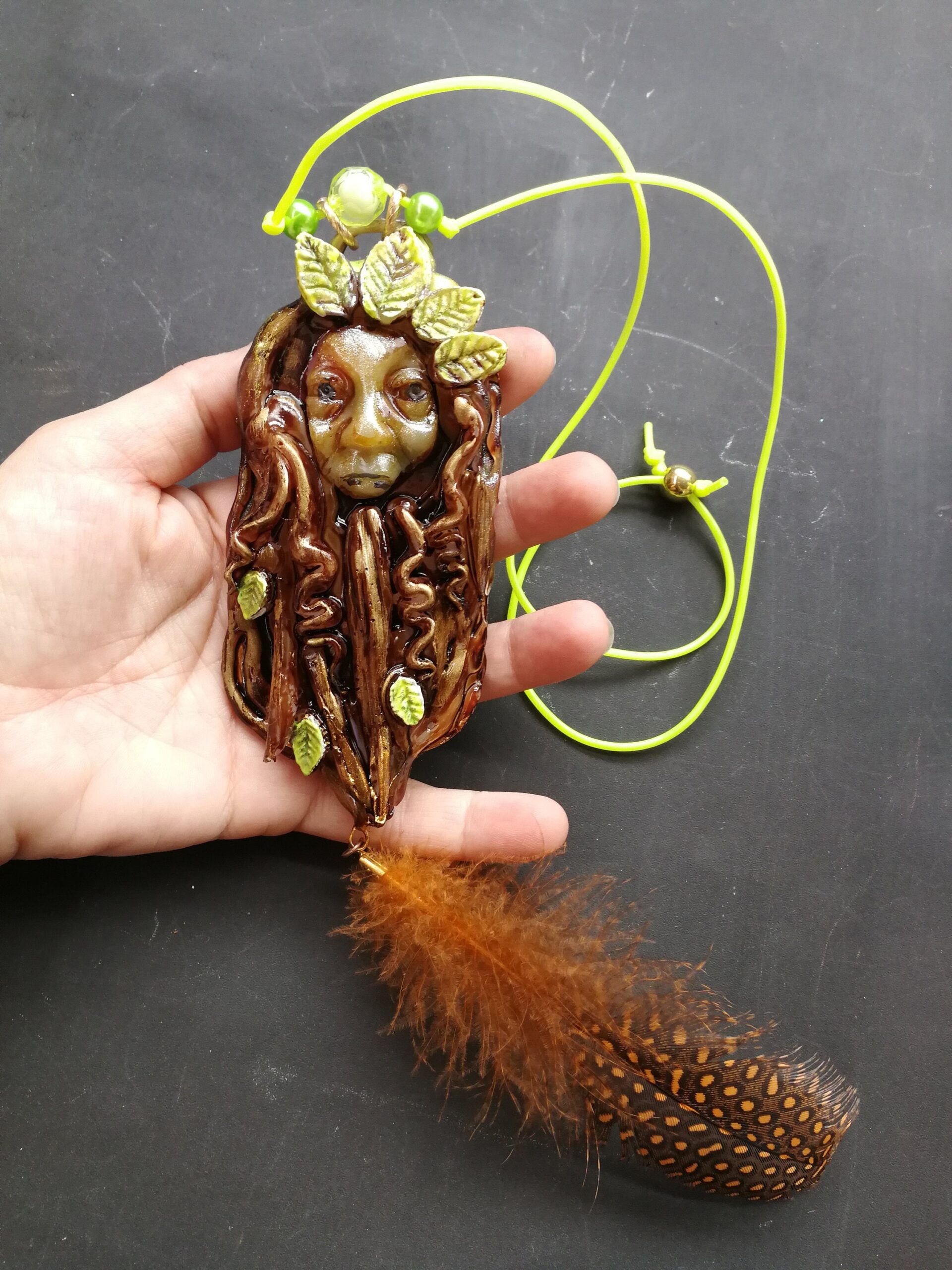 Shaman Necklace – Handmade Amulet Meaningful Spiritual Gift Earth & Sky Symbol Dream Catcher Spirit Guide