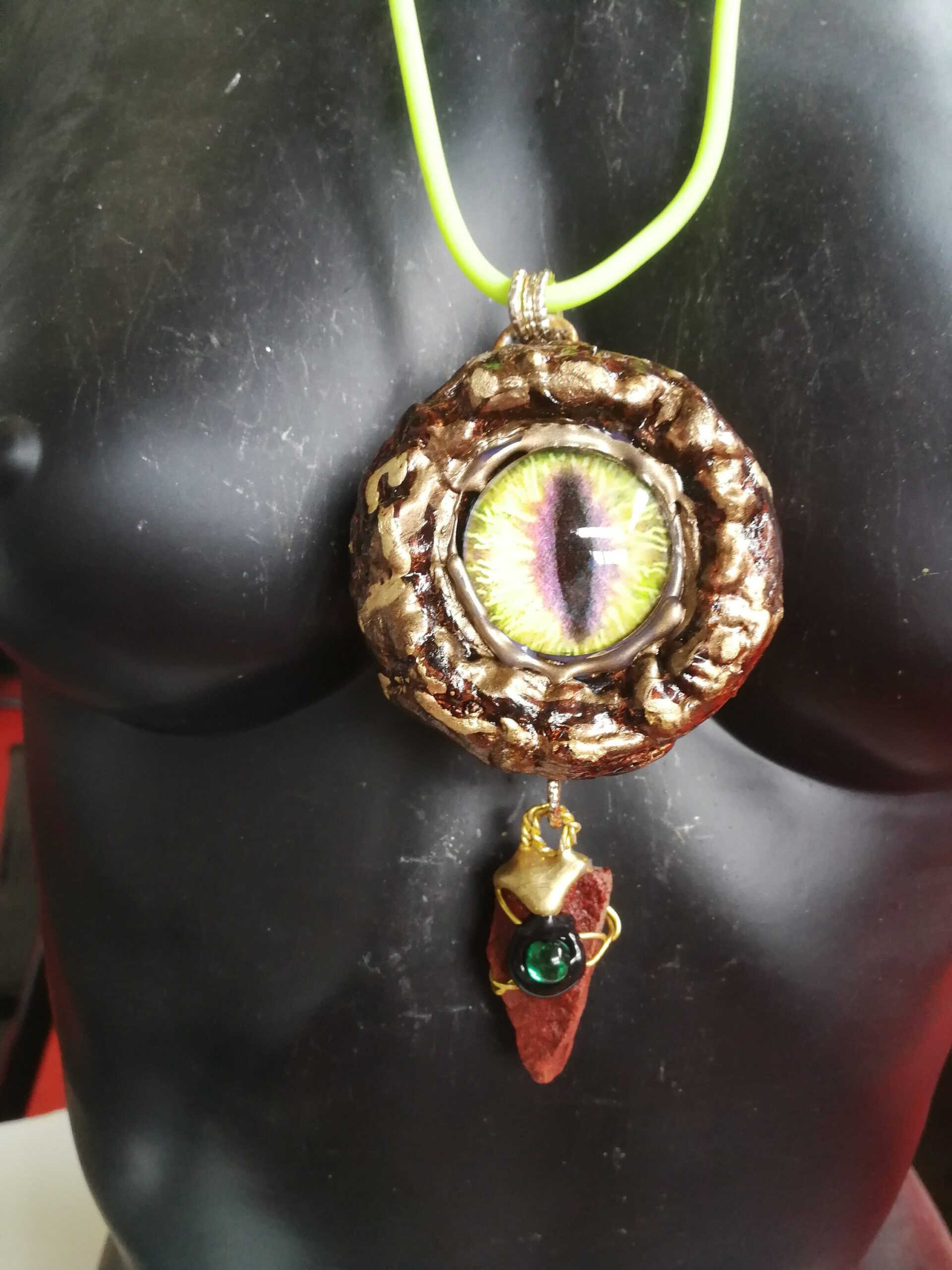 Evil Eye Necklace, Magic Talisman Amulet Pendant, Witch Pentagle Stone Charm, Gothic Dragon Power