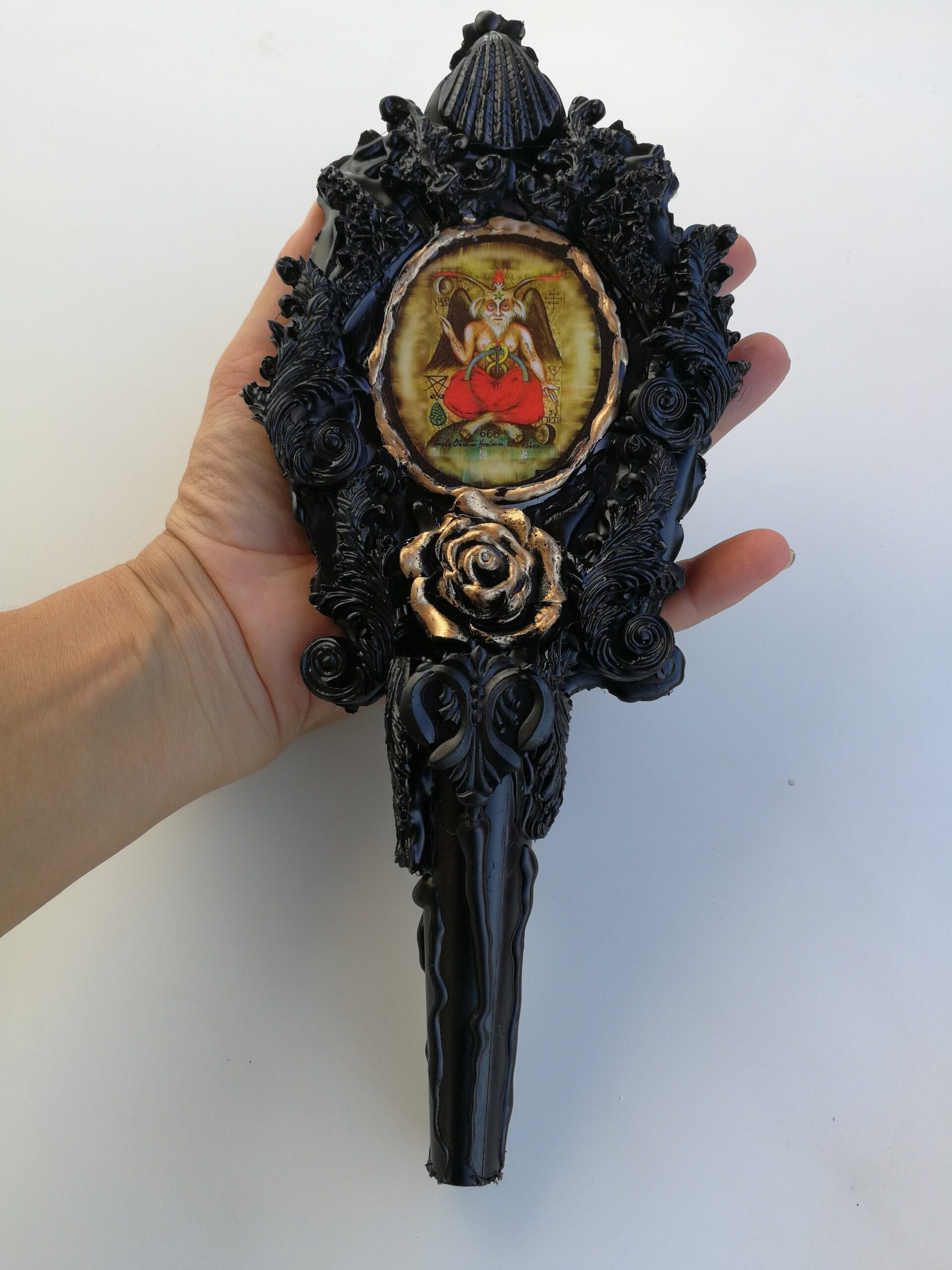 Magic Mirror, Baphomet Evil King, Satanic Occult Altar, Dark Magick Ritual, Goth Satan Satanist Symbol