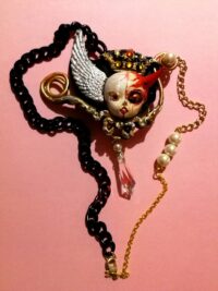 Angel and Demon, Art Deco Necklace, Art Nouveau Pendant, Victorian Gothic Amulet, Life and Death, Goth Jewel Talisman