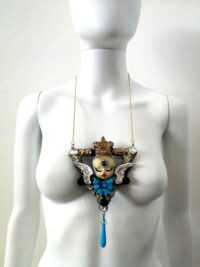 Guardian Angel, Cherubim Pendant Royal Crown Angel Wings, Jewel Magic Talisman Archangel Charm, Seraphim Cherub Amulet