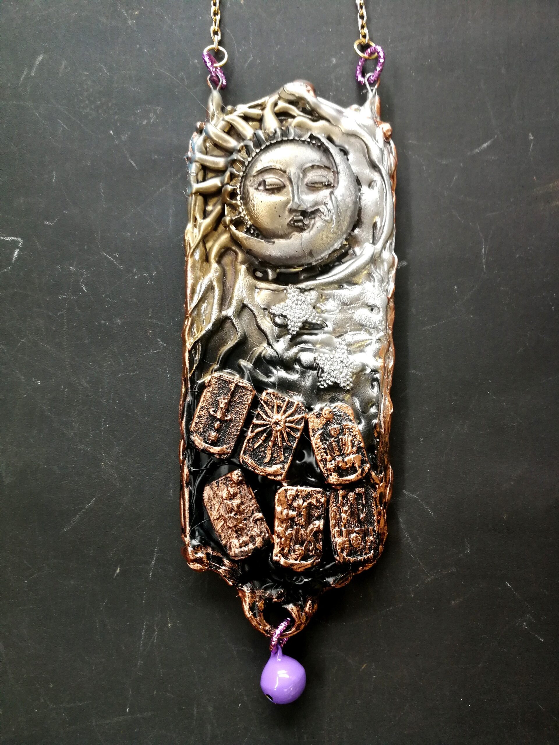 Psychic Reading, Fortune Teller Amulet Witch Jewelry, Tarot Oracle Cartomancy, Magic Talisman Sun & Moon