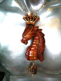 Dragon Head, Evil Eye Protection Amulet, Royal Crown Protective Talisman Pendant, Occult Jewelry Viking