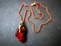 Shaman Drums Amulet, Uncut Gemstone Pendant Enchanted Necklace, Magic Portal Raw Stone Occult Jewelry