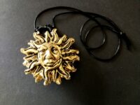 Golden Sun Sunrise Celestial Necklace, Goth Jewel Amulet Good Luck, Magical Power Pendant Bib
