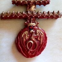 Dracula Talisman Bat Vampire, Gothic Cross Transylvania Necklace, Dragon Crown Pendant, Count Vlad Tepes